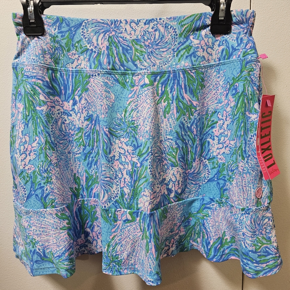 Lilly Pulitzer Luxletic Zadora High Rise Skort Strong Current Sea Size S $108